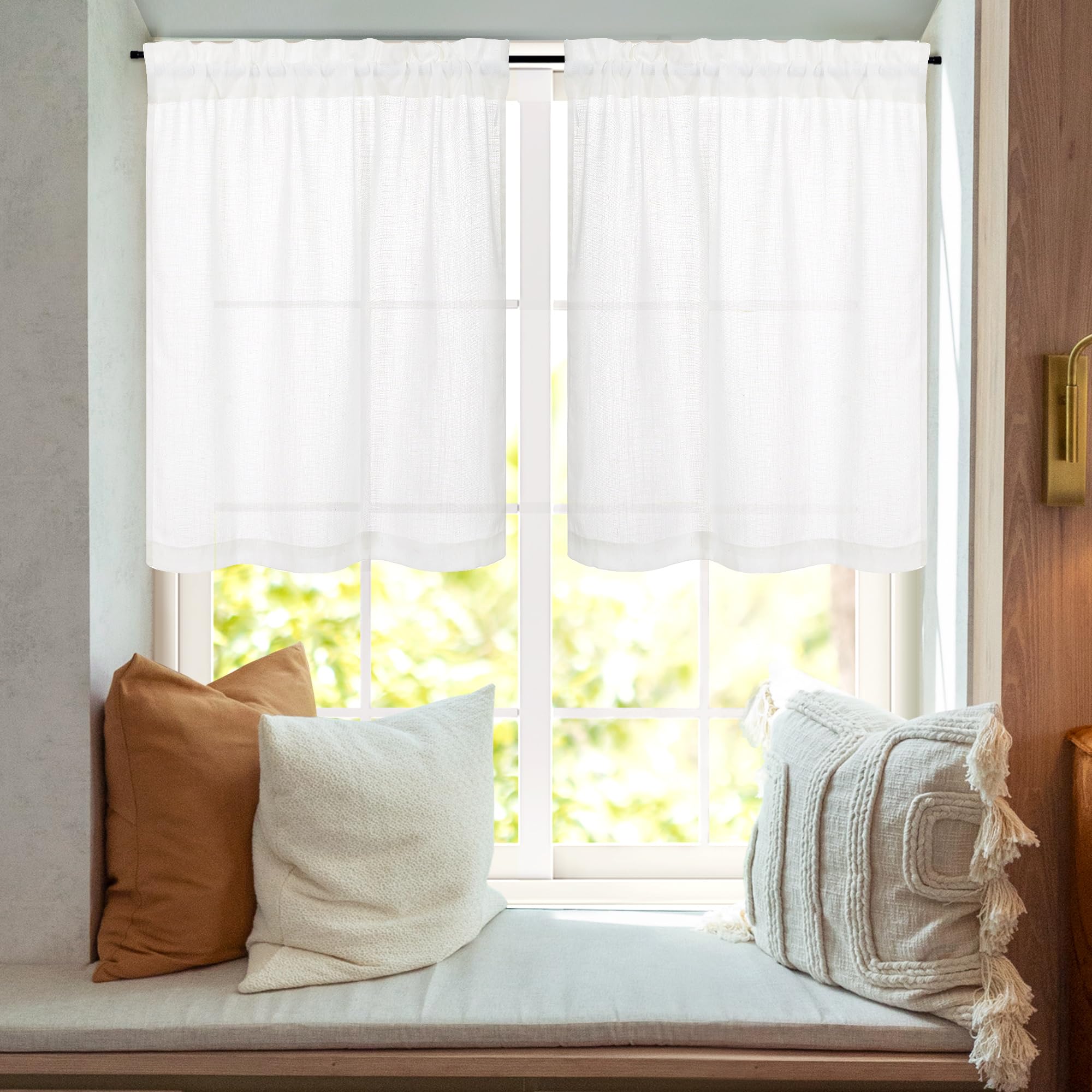 Natural Farmhouse Cafe Tier Curtains, 2 Panels