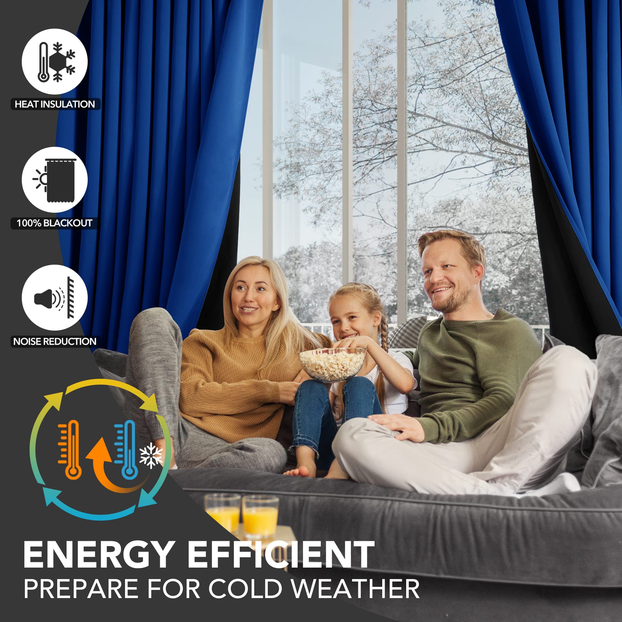 2-Layer Thermal Blackout Curtains, Tan, 52x72 Inch