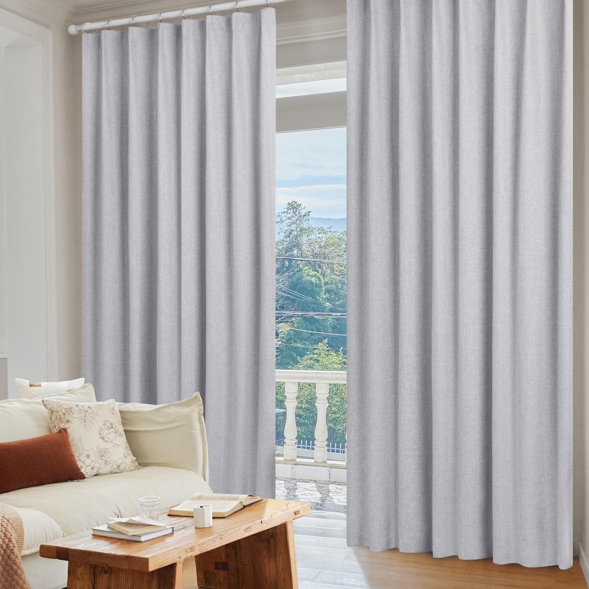 100% Blackout Pinch Pleat Curtains, Cream, 2 Panels