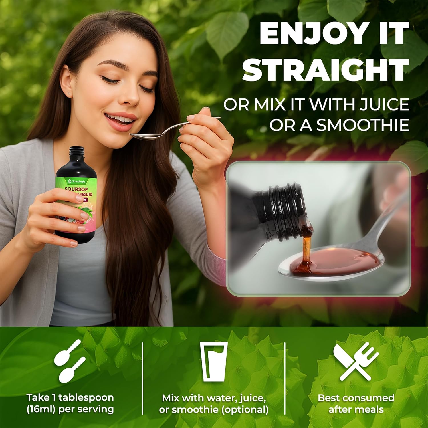 Soursop Bitters Liquid – Herbal Detox Formula with Soursop, Ginger, Turmeric & Black Seed Mixed Berry Flavor