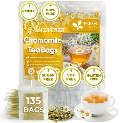 Chamomile Tea Bags, 100% Natural Chamomile, Freshly Picked, Naturally Dried Chamomile, Hand-made, Biodegradable Tea Bag