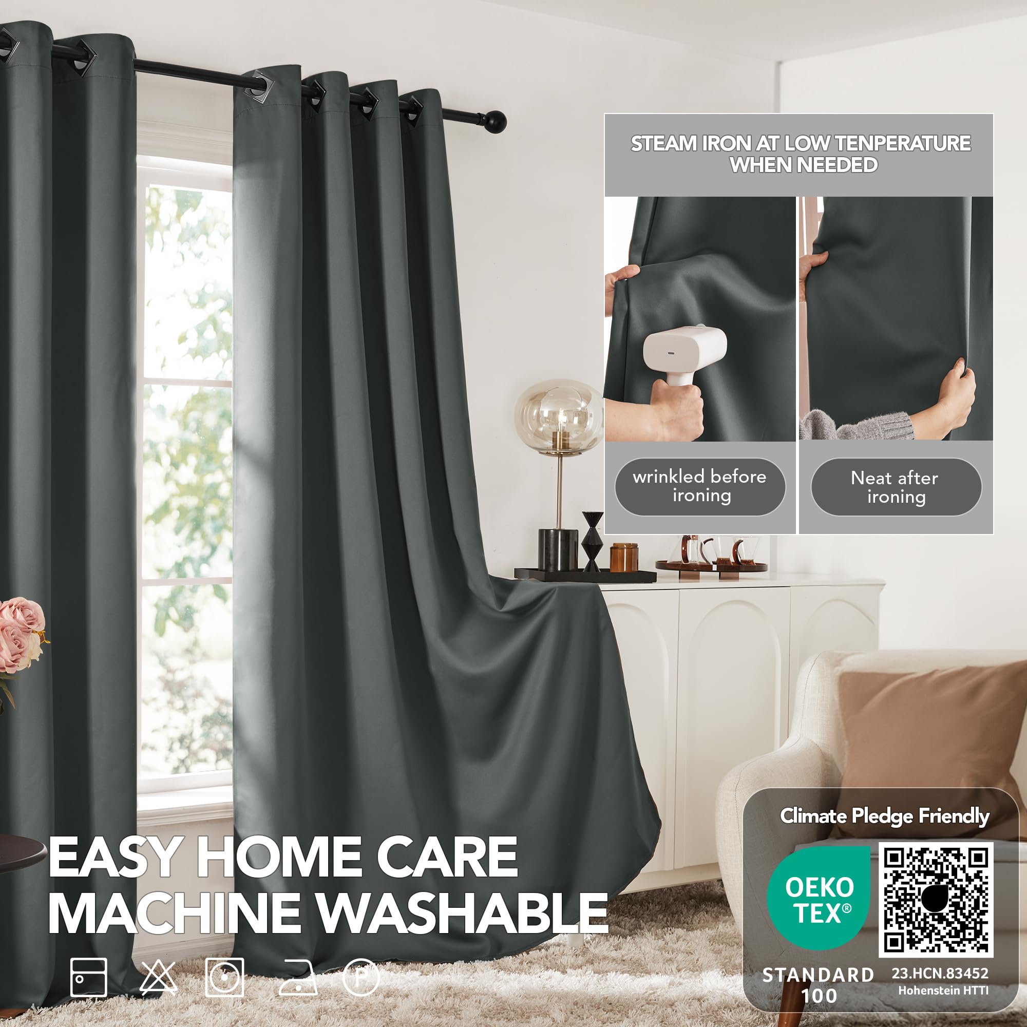 Room Darkening Thermal Blackout Curtains, 2 Panels