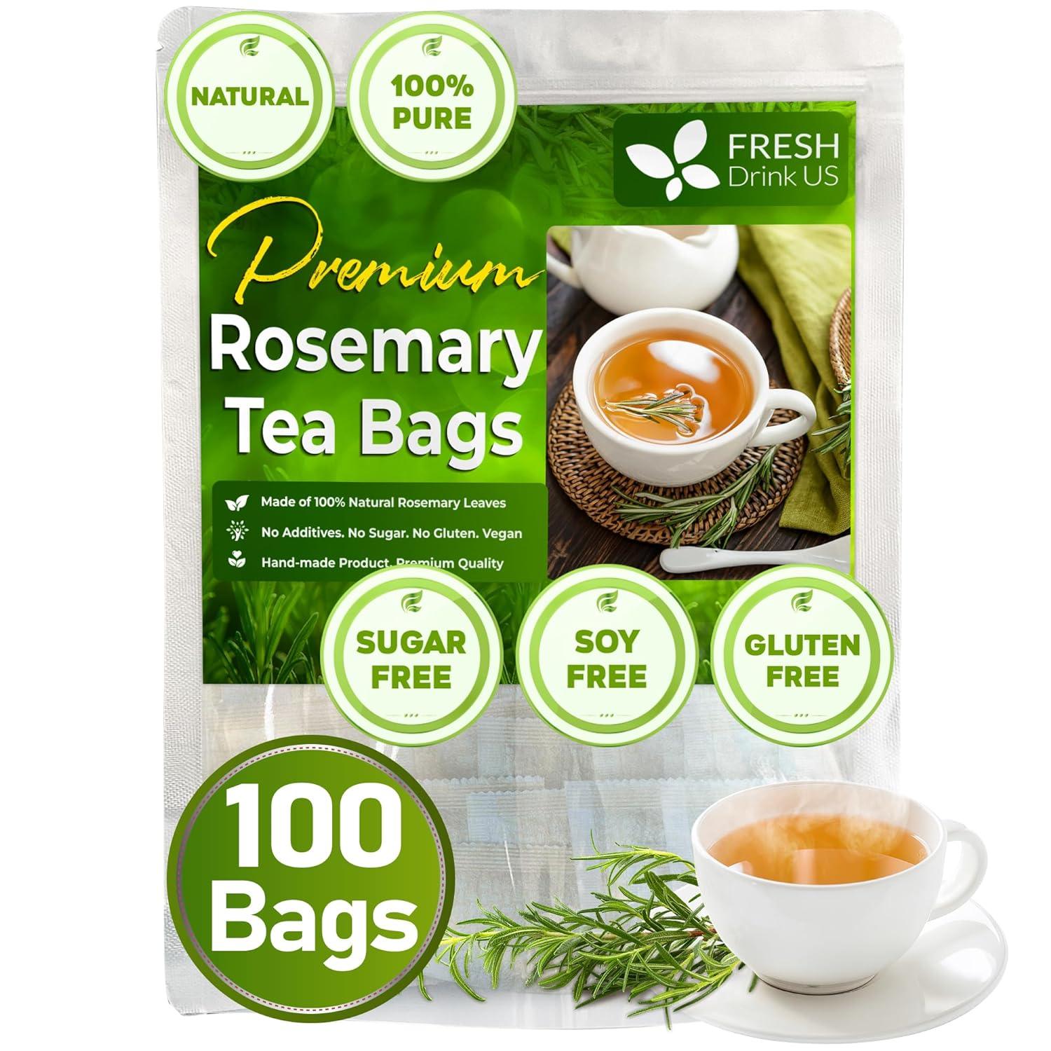 Premium Rosemary Leaves, Tea Bags, Powder, 100% Natural & Pure from Dried Rosemary Leaves, No Additives, No Caffeine, Vegan. Dried Rosemary Herb, Perfect for Seasoning, Spice Blends for Grilling & Cooking