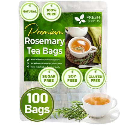 Premium Rosemary Leaves, Tea Bags, Powder, 100% Natural & Pure from Dried Rosemary Leaves, No Additives, No Caffeine, Vegan. Dried Rosemary Herb, Perfect for Seasoning, Spice Blends for Grilling & Cooking