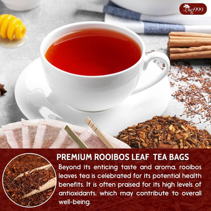 Premium Red Rooibos Tea Bags, 100% Natural & Pure from Rooibos Tea Leaves. Loose Leaf Rooibos Herbal Tea. Made with Natural Material Tea Bags. No Sugar, No Caffeine, No Gluten, Vegan.
