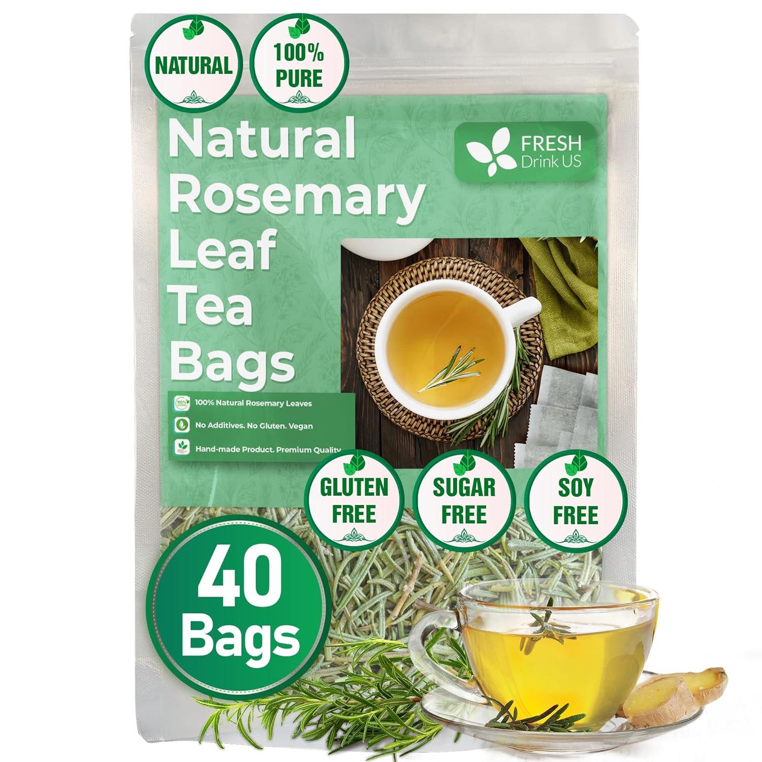 Premium Rosemary Leaves, Tea Bags, Powder, 100% Natural & Pure from Dried Rosemary Leaves, No Additives, No Caffeine, Vegan. Dried Rosemary Herb, Perfect for Seasoning, Spice Blends for Grilling & Cooking