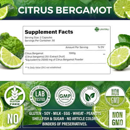 Citrus Bergamot Extract Capsules, Non-GMO, Gluten-Free