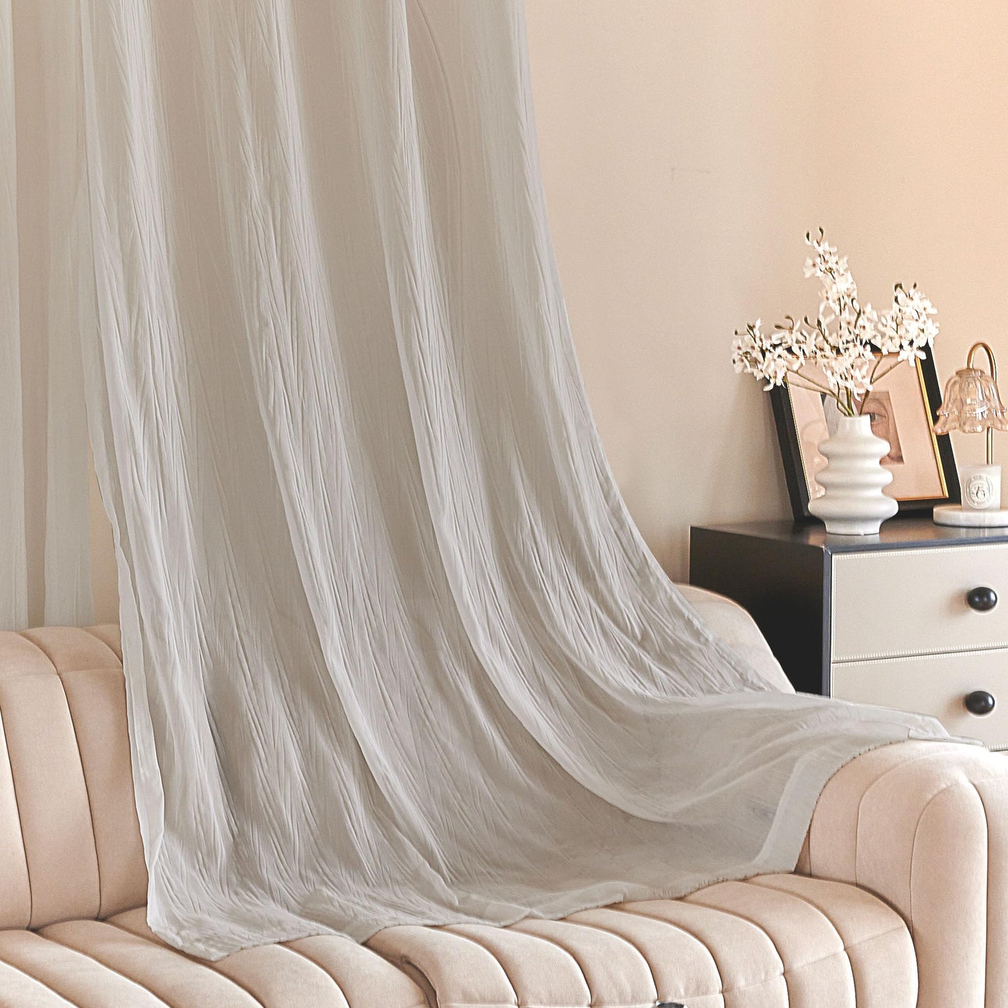 Sheer Grommet Curtains with Summer Flowers