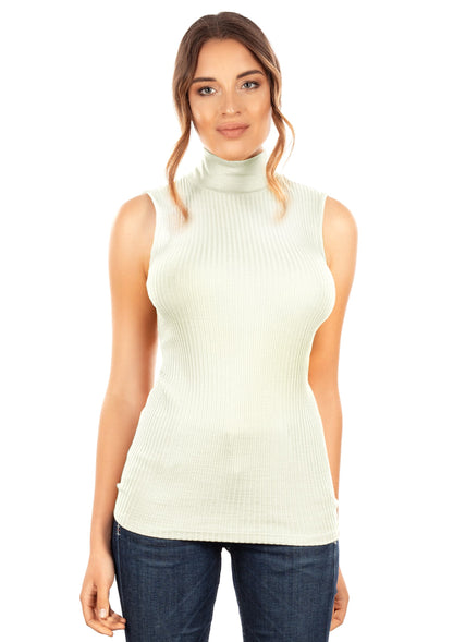 EGI Exclusive Collections Merino Wool Blend Mock Neck Sleeveless Top. Proudly Made in Italy (8208)