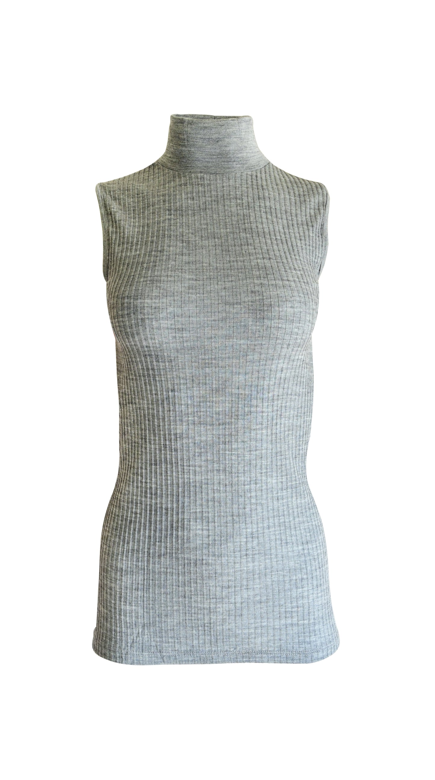 EGI Exclusive Collections Merino Wool Blend Mock Neck Sleeveless Top. Proudly Made in Italy (8208)