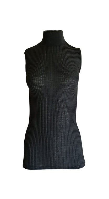 EGI Exclusive Collections Merino Wool Blend Mock Neck Sleeveless Top. Proudly Made in Italy (8208)