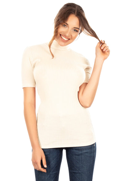 EGI Exclusive Merino Wool Blend Top with Short Sleeves. Proudly Made in Italy.