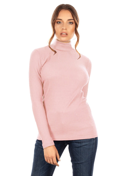 EGI Exclusive Collections Merino Wool Blend Mock Neck Top with Long Sleeves. Proudly Made in Italy.