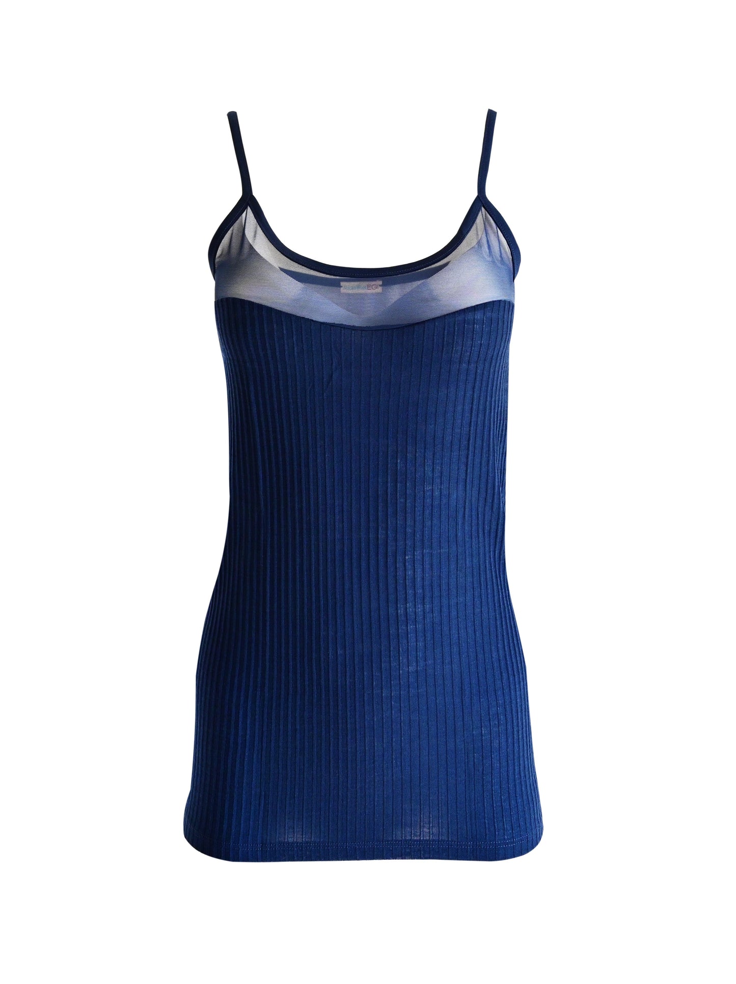 EGI Exclusive Collections Merino Wool Blend Sleeveless Cami with Tulle Trim. Proudly Made in Italy.(8258)
