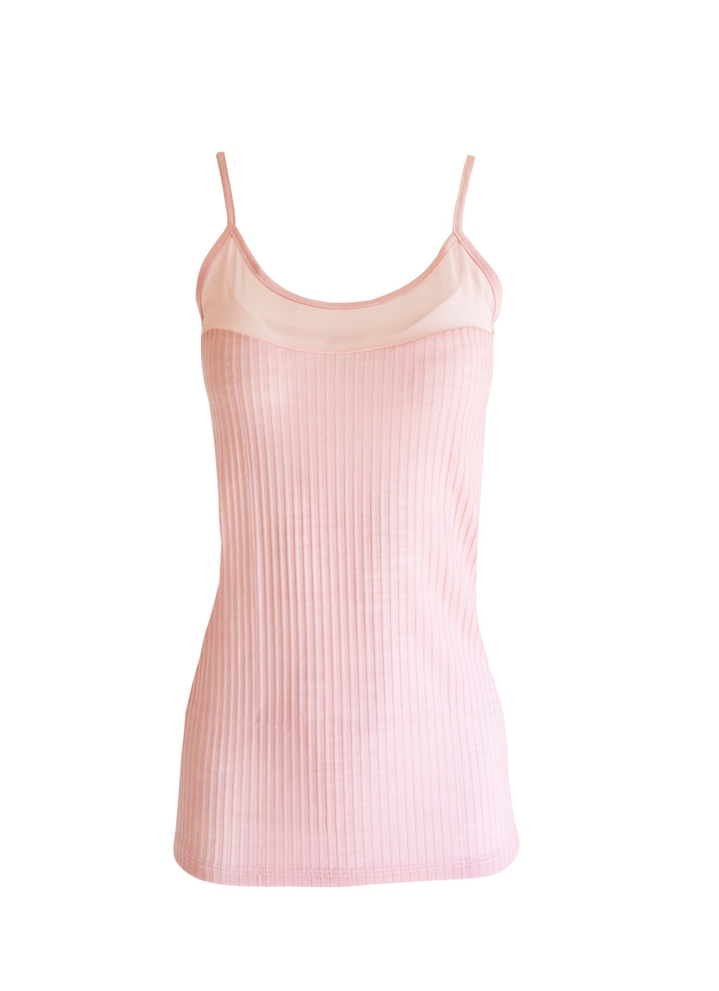 EGI Exclusive Collections Merino Wool Blend Sleeveless Cami with Tulle Trim. Proudly Made in Italy.(8258)