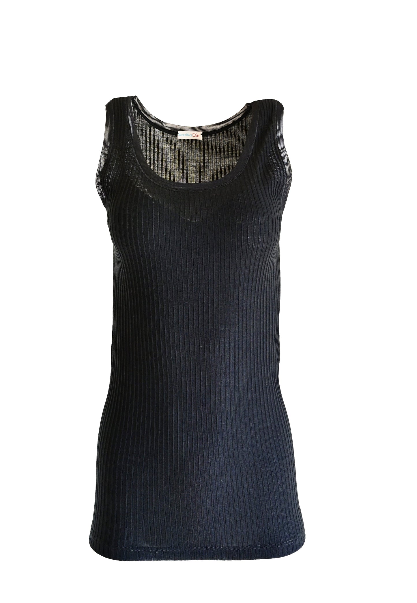 EGI Exclusive Collections Merino Wool Blend Tank Top with Tulle Trim. Proudly Made in Italy.