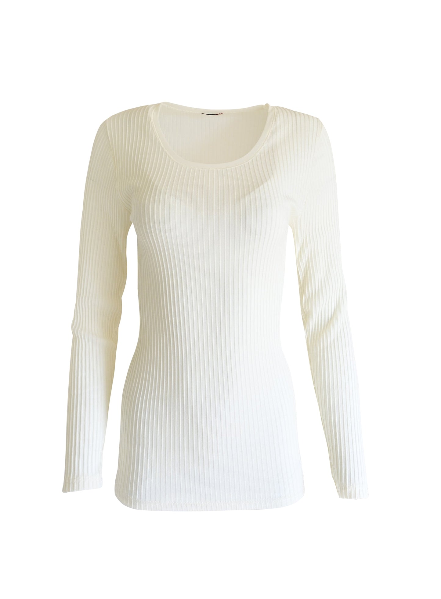 EGI Exclusive Collections Merino Wool Blend Tulle Trim Top with Long Sleeves. Proudly Made in Italy.