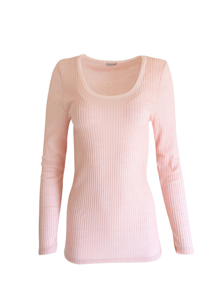 EGI Exclusive Collections Merino Wool Blend Tulle Trim Top with Long Sleeves. Proudly Made in Italy.