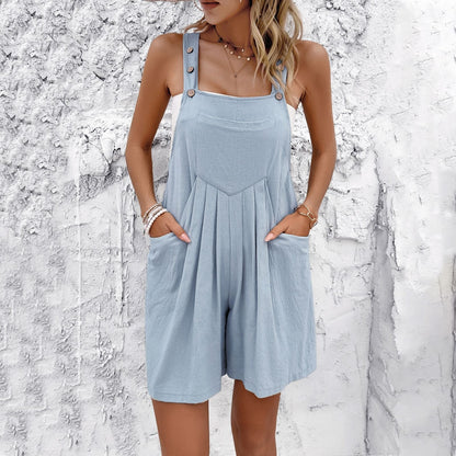 Spring and summer casual solid color overalls shorts