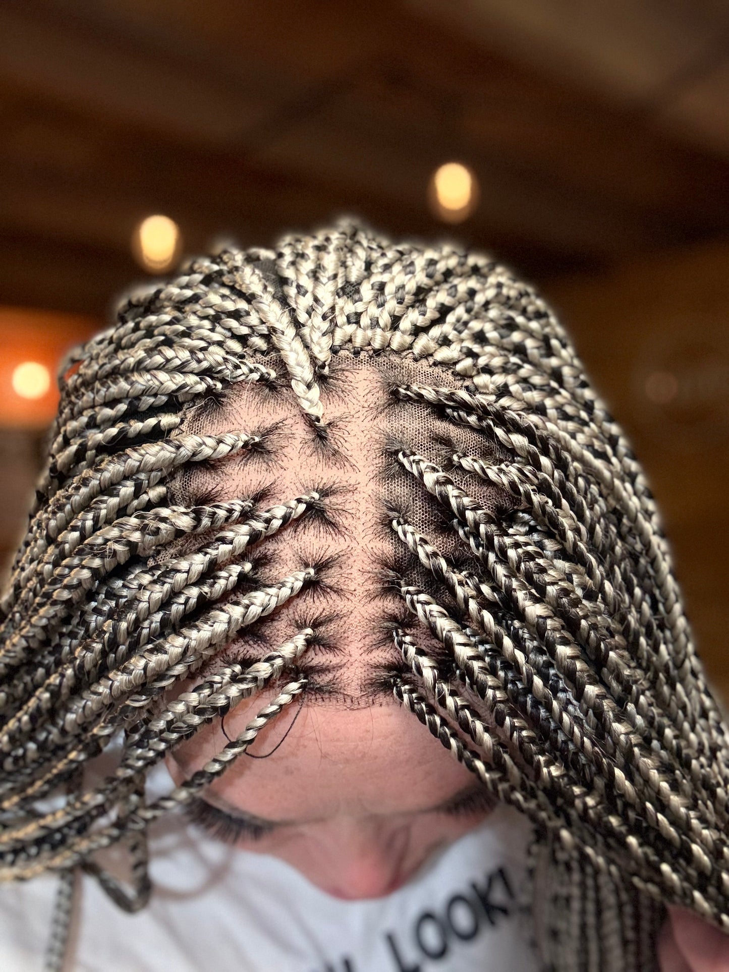 Full lace braided wig human hair blend