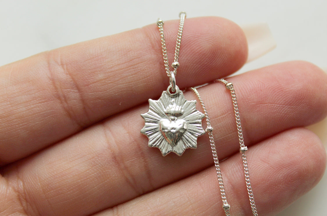 The Little Sacred Heart® minimalist scalloped necklace in sterling silver