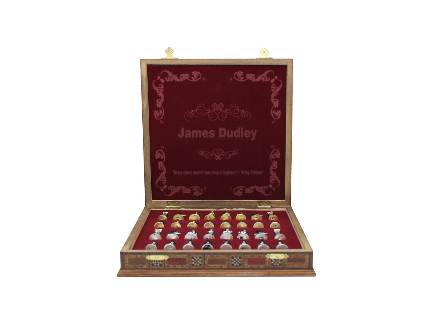 Personalized 10.8 Inches Chess Set Black - Gift Idea for Anyone on Any Occasion - Golden Silver Mythology Chess Pieces