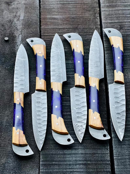 Best Japanese Knife Set – 13" Forged Stainless Steel Chef Knife with Olivewood & Epoxy Resin Handle + Leather Sheath