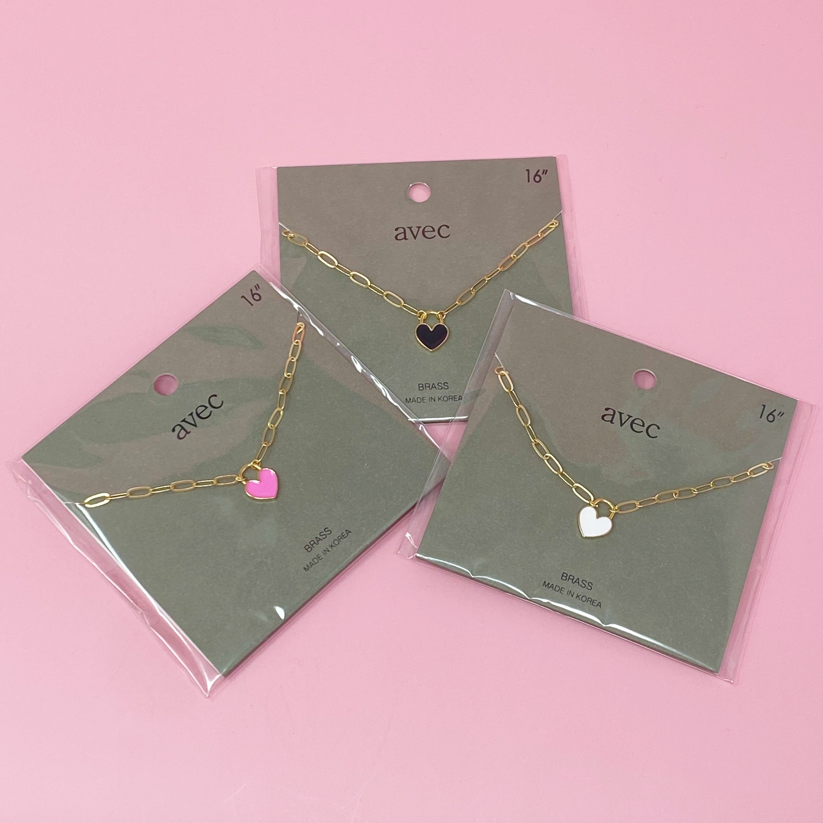 Colored & Locked Heart Necklace