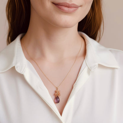 Rhodolite Garnet Cluster Necklace