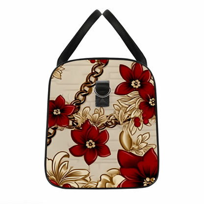 Burgandy & Light Brown Large Travel Luggage Gym Bags Duffel Bags