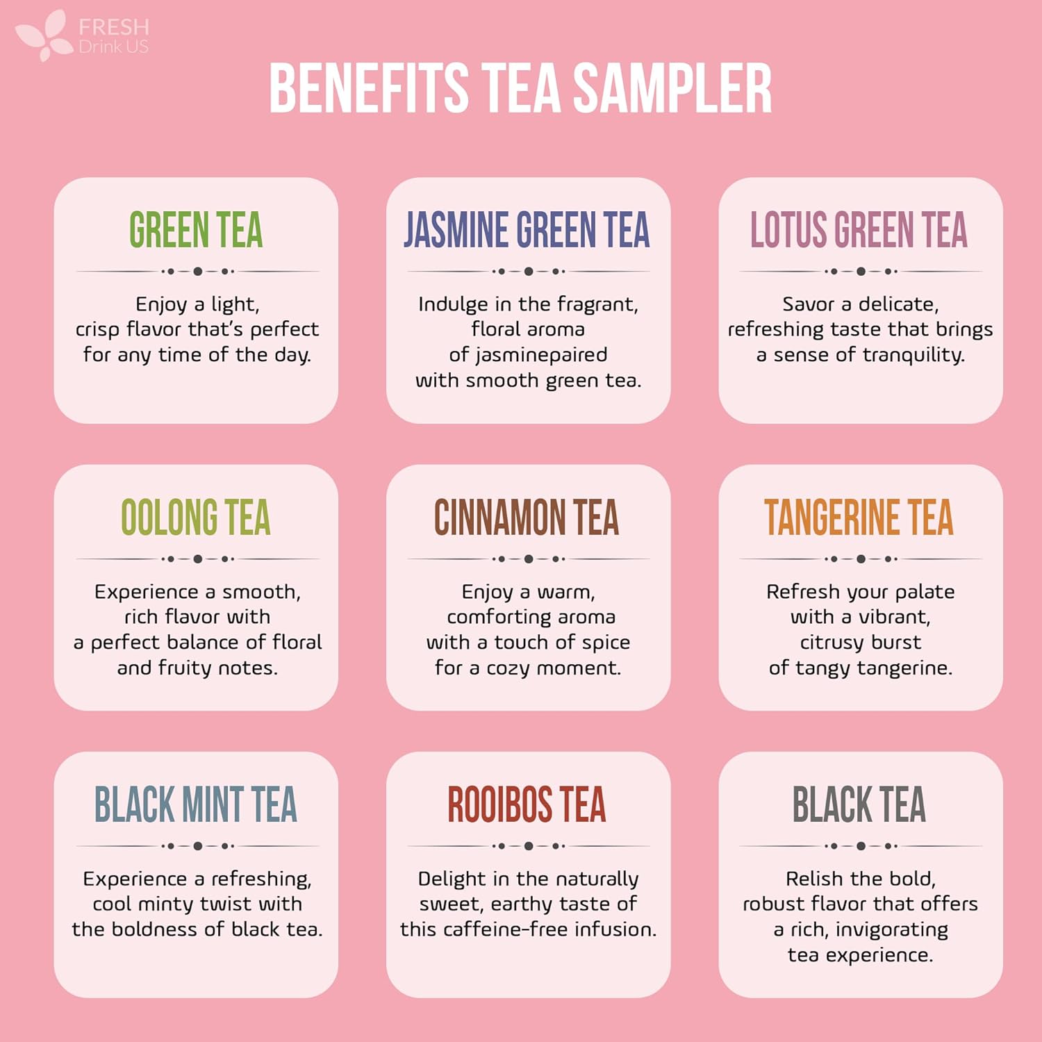 Premium 90 Tea Bags Sampler Assortment, 9 Different Flavors