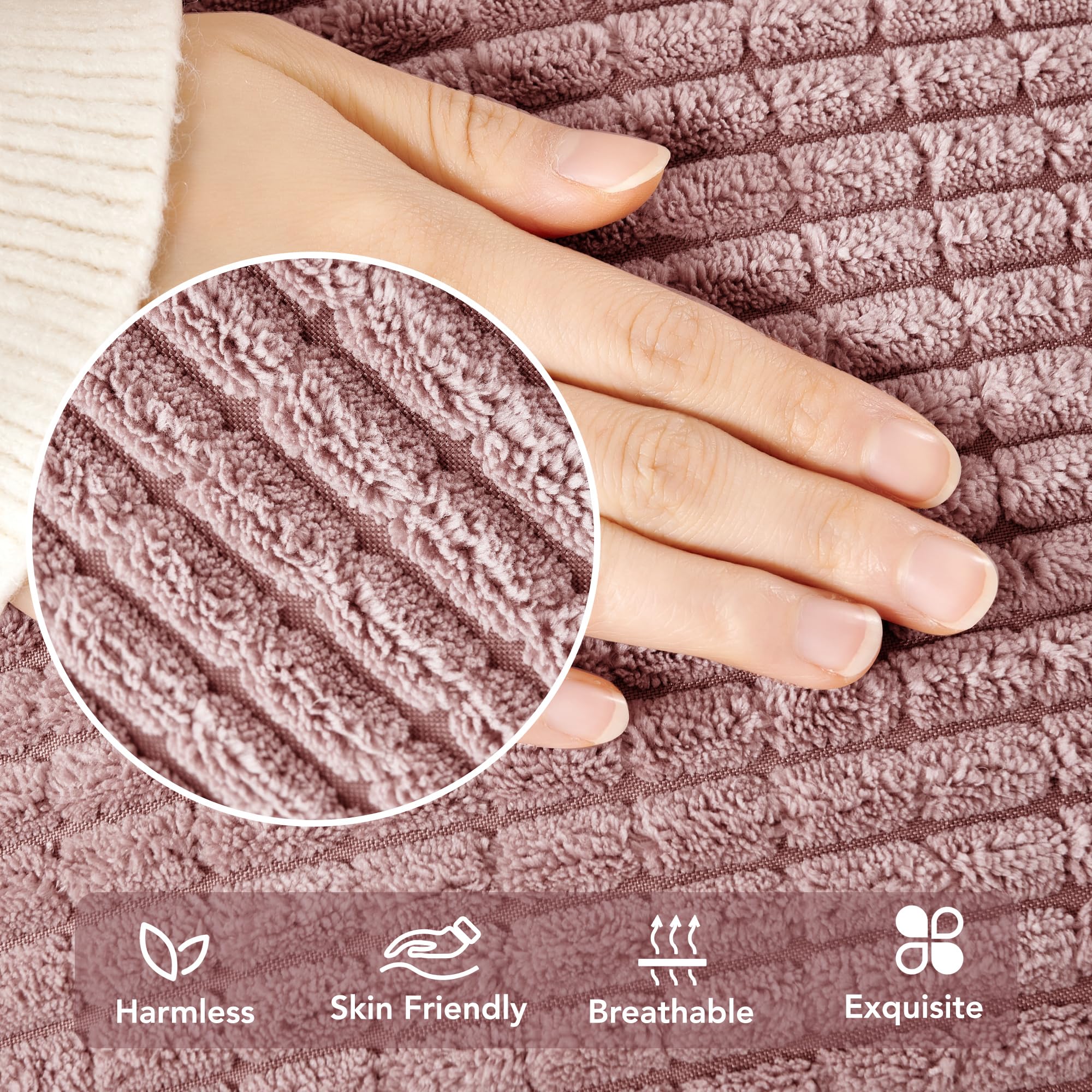 Corduroy Throw Pillow Covers, Cream White, 4PCS