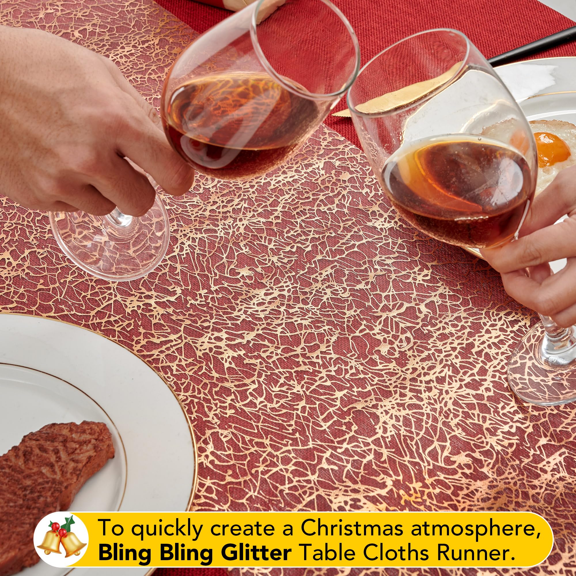 Sequin Glitter Table Runner, 2PCS, 9FT, Gold