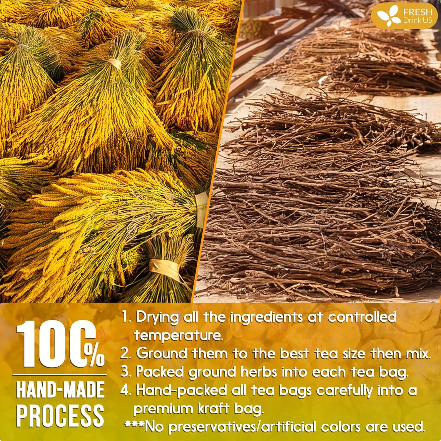 Premium Mullein Licorice Tea Bags. 100% Natural, Blend of Mullein Leaves, and Licorice Root.