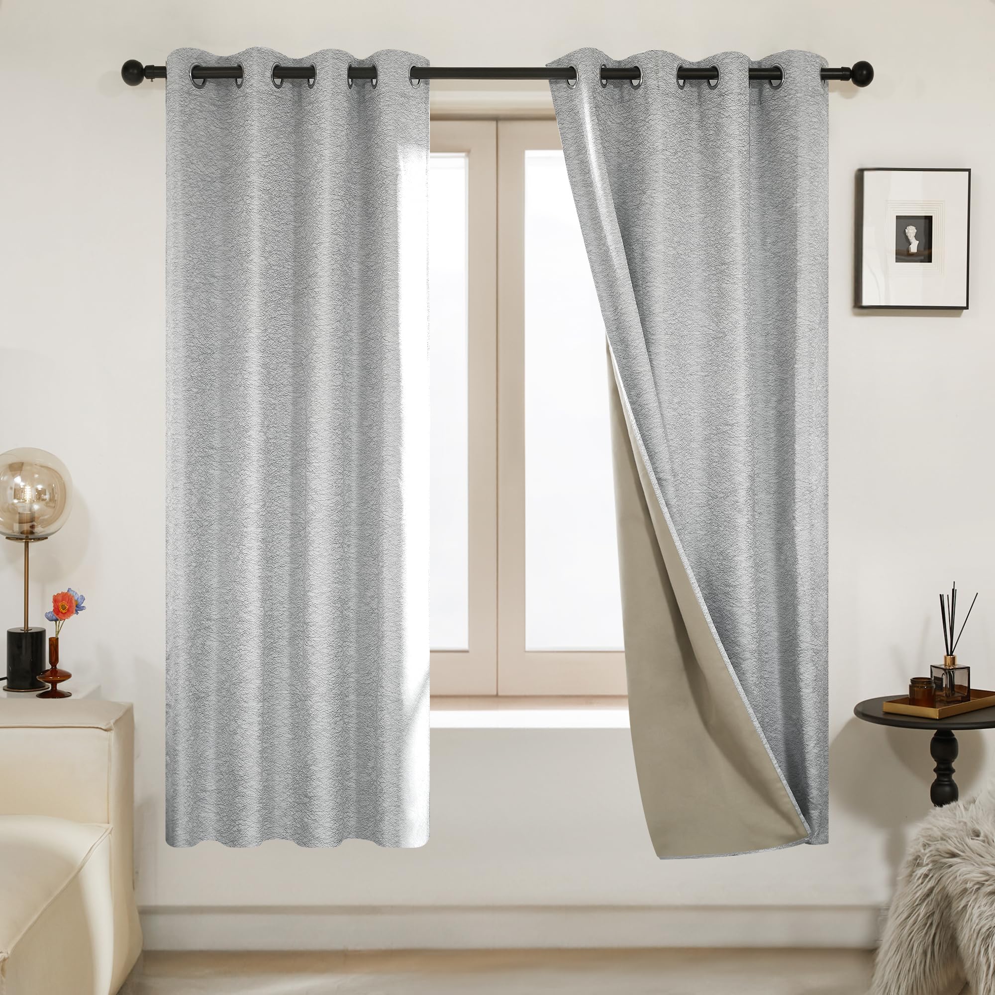 Pink Jacquard Blackout Curtains, 52x63 Inch