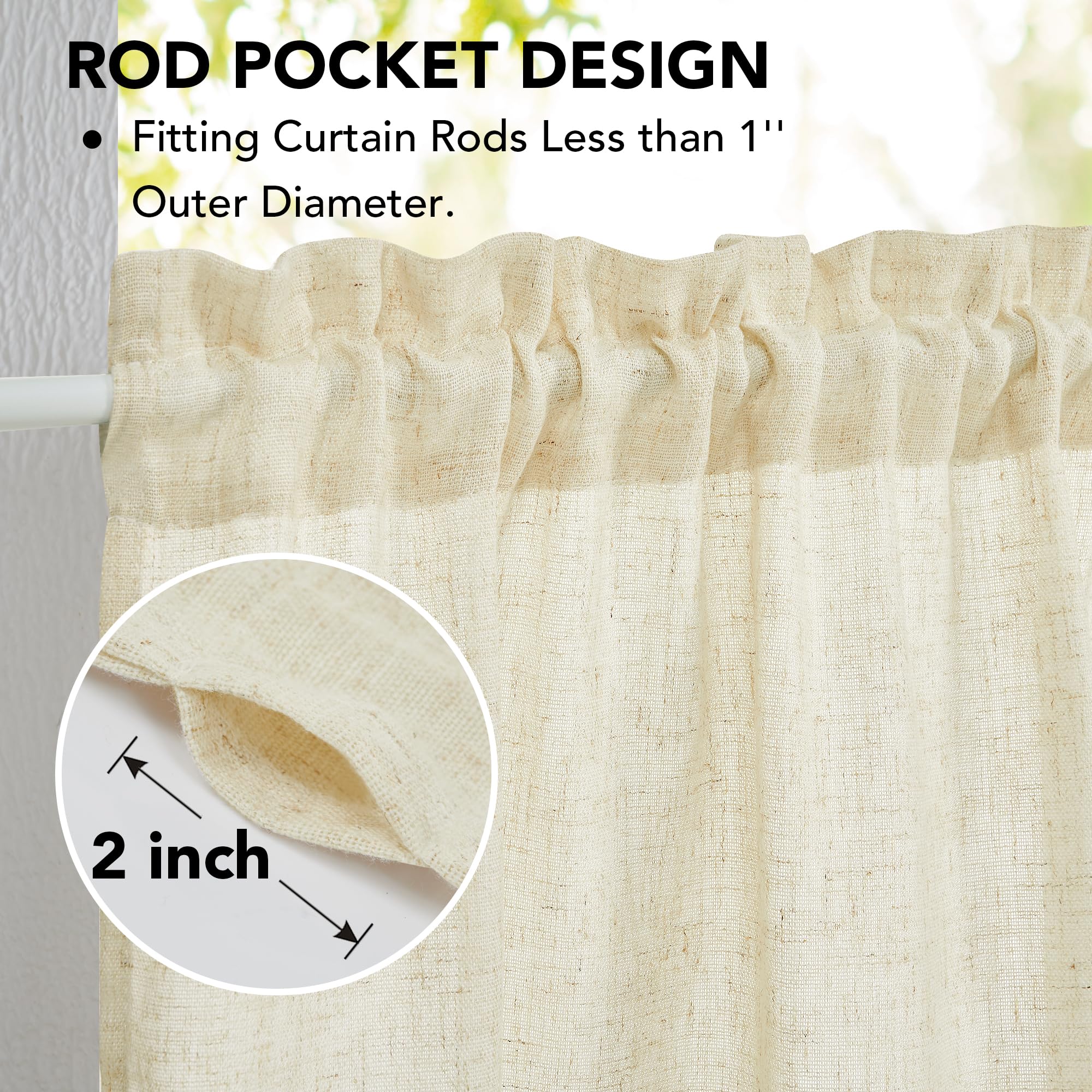 Natural Farmhouse Cafe Tier Curtains, 2 Panels