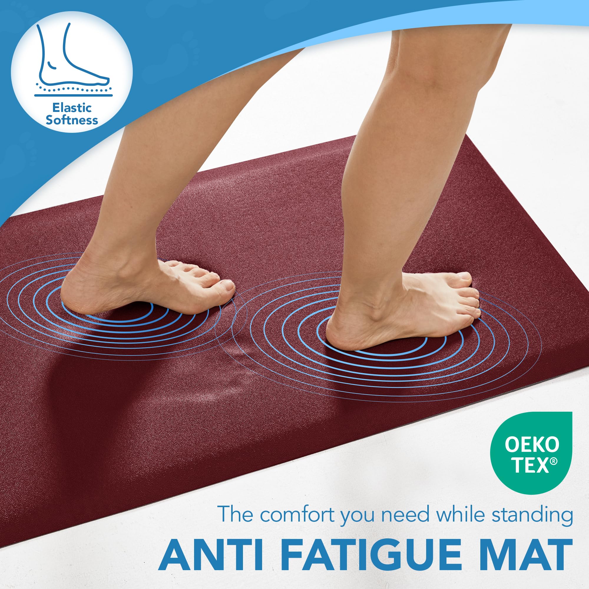 Cushioned Anti-Fatigue Kitchen Mat, 17x28 Inch, Grey