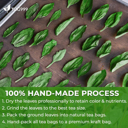 Plantain Leaf Tea Bags, 100% Natural & Pure Plantain Leaves. Loose Leaf Plantain Herbal Tea. Plantain Leaf Tea. No Sugar, No Caffeine, No Gluten, Vegan.