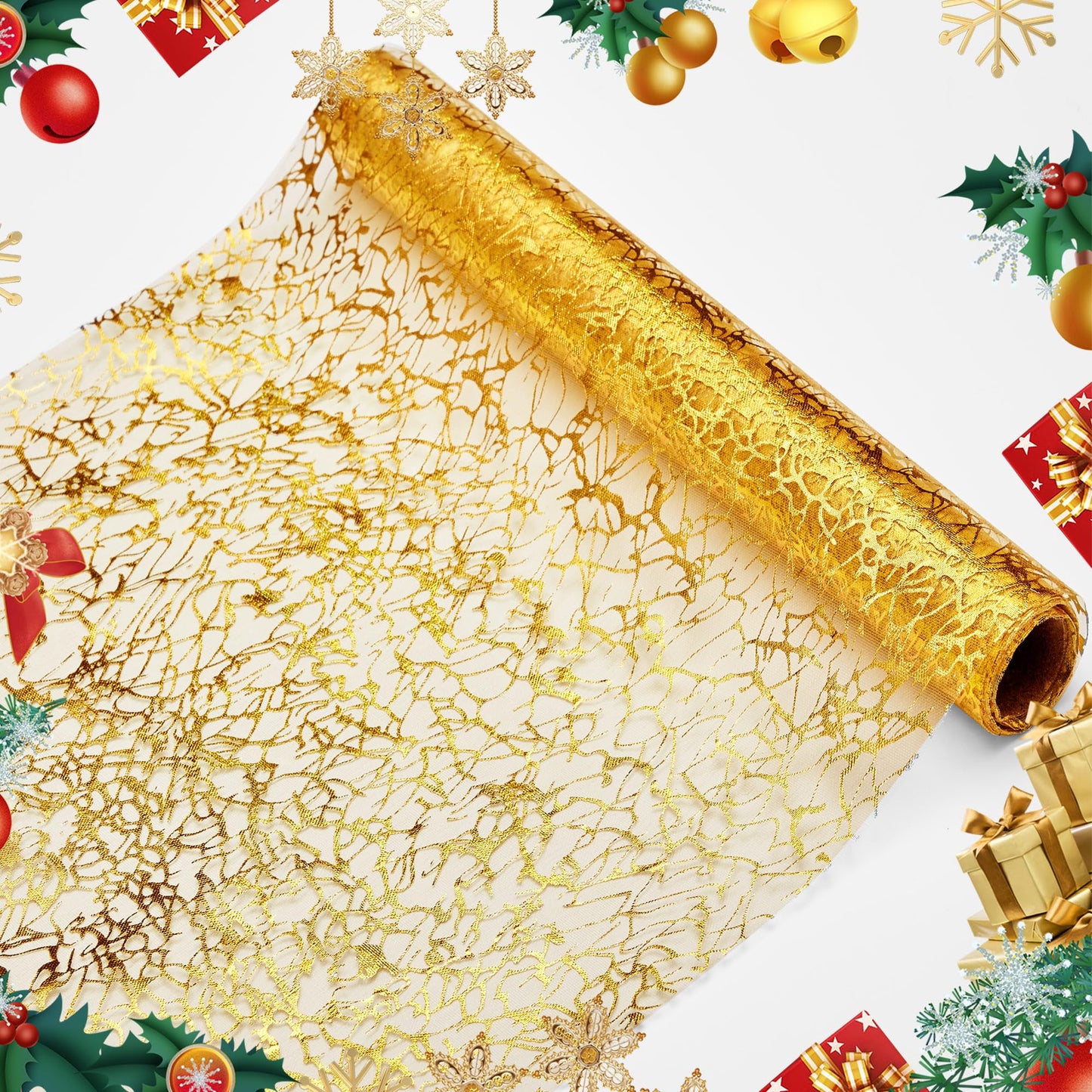 Sequin Glitter Table Runner, 2PCS, 9FT, Gold