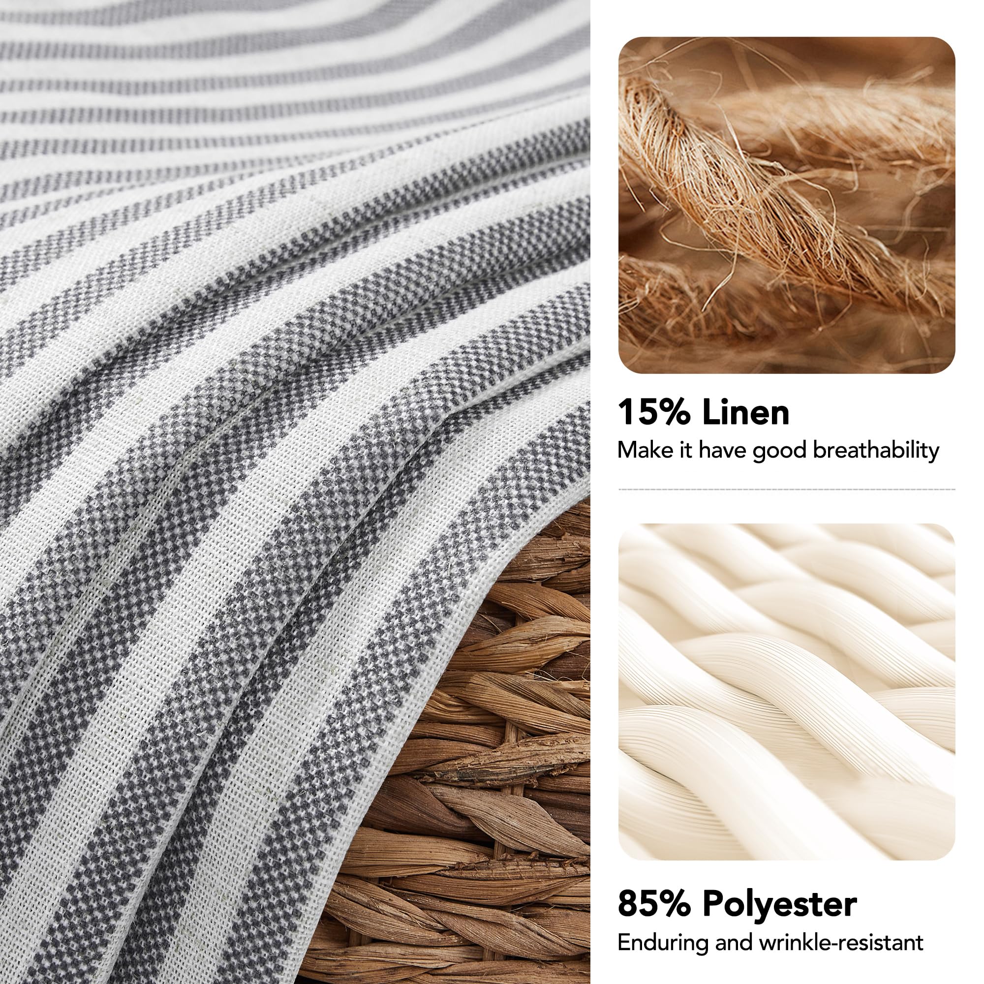 Natural Farmhouse Cafe Tier Curtains, 2 Panels