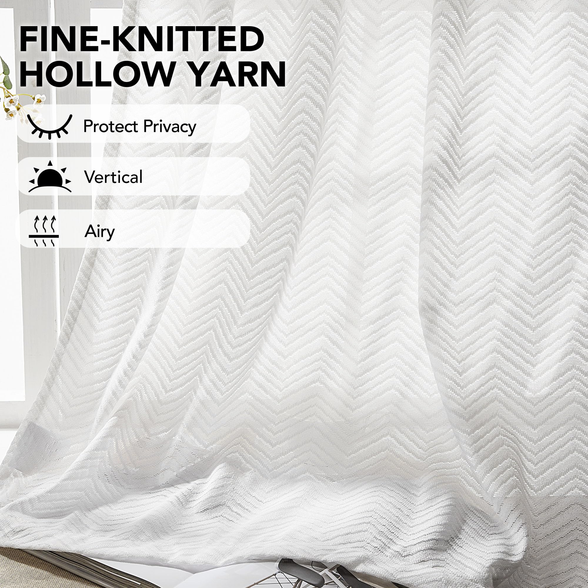 Ombre Sheer Voile Curtains, Rod Pocket, Light Grey