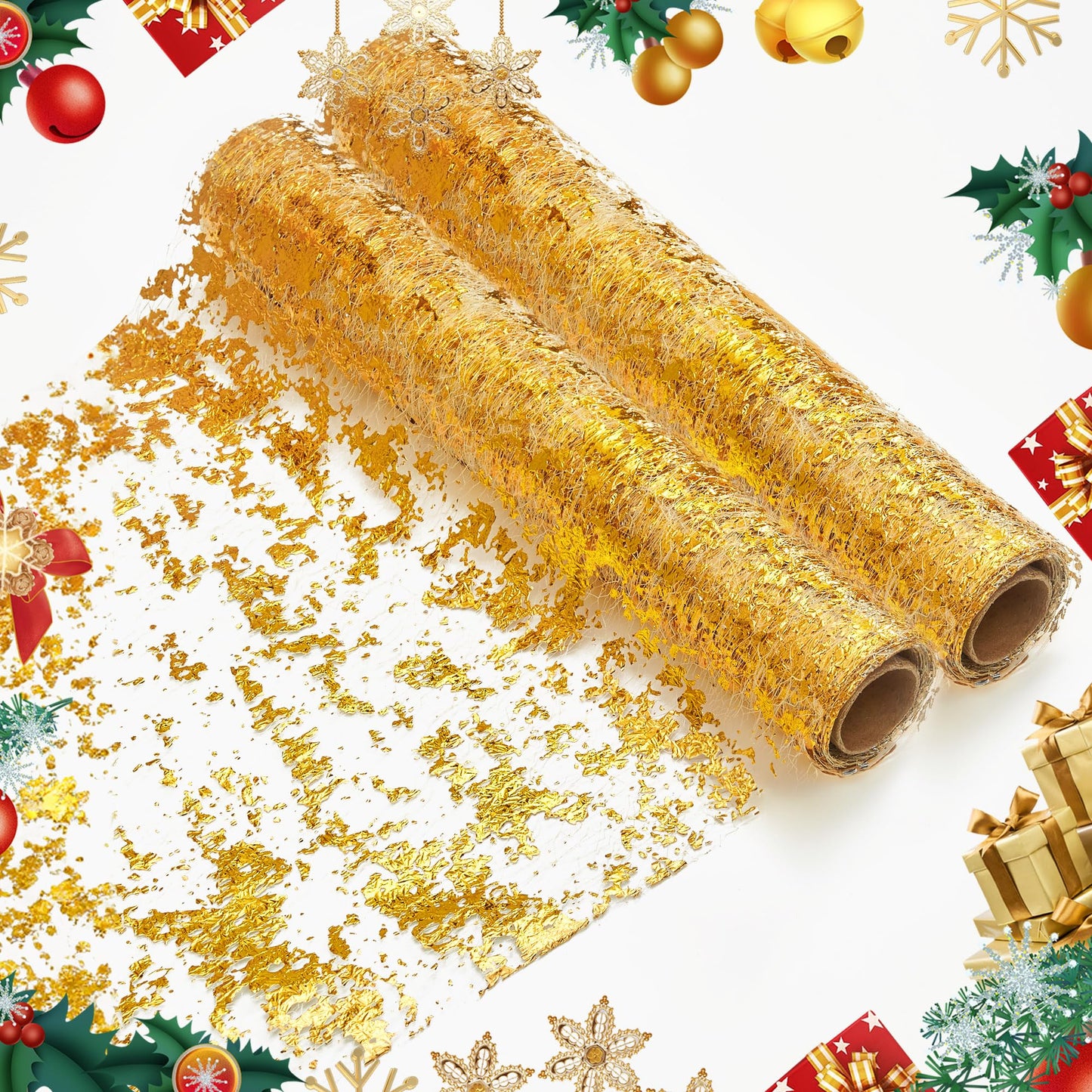 Sequin Glitter Table Runner, 2PCS, 9FT, Gold