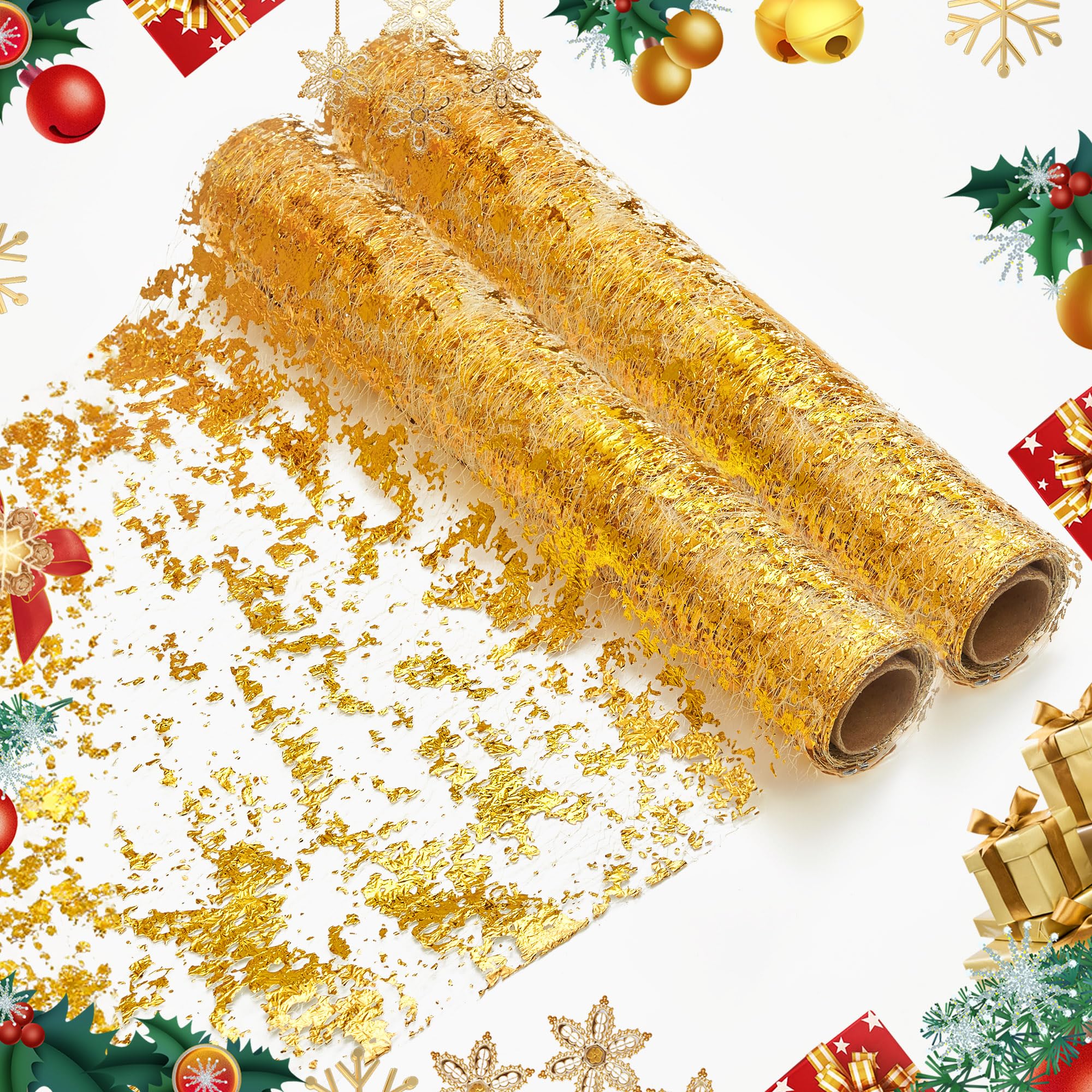 Sequin Glitter Table Runner, 2PCS, 9FT, Gold