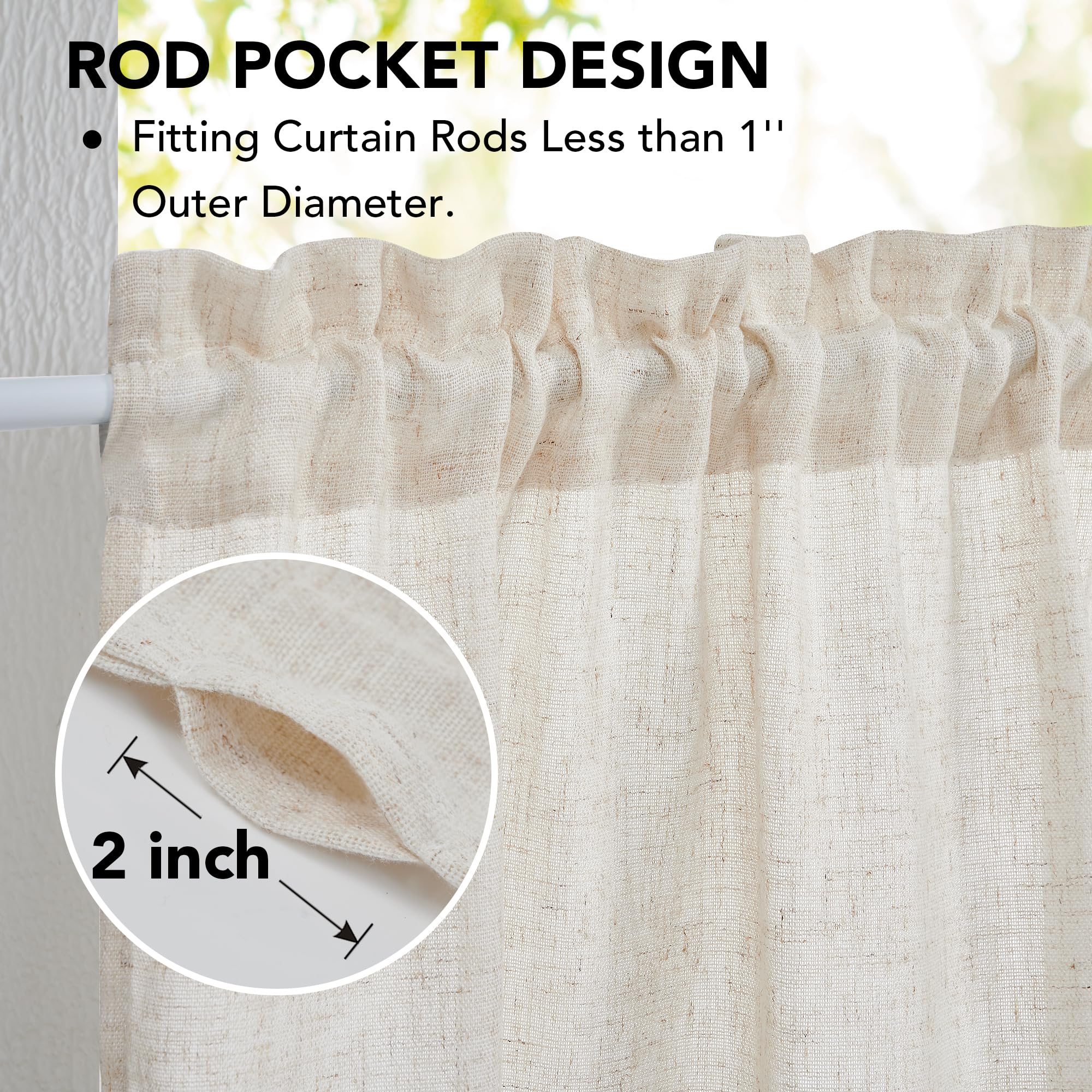 Natural Farmhouse Cafe Tier Curtains, 2 Panels