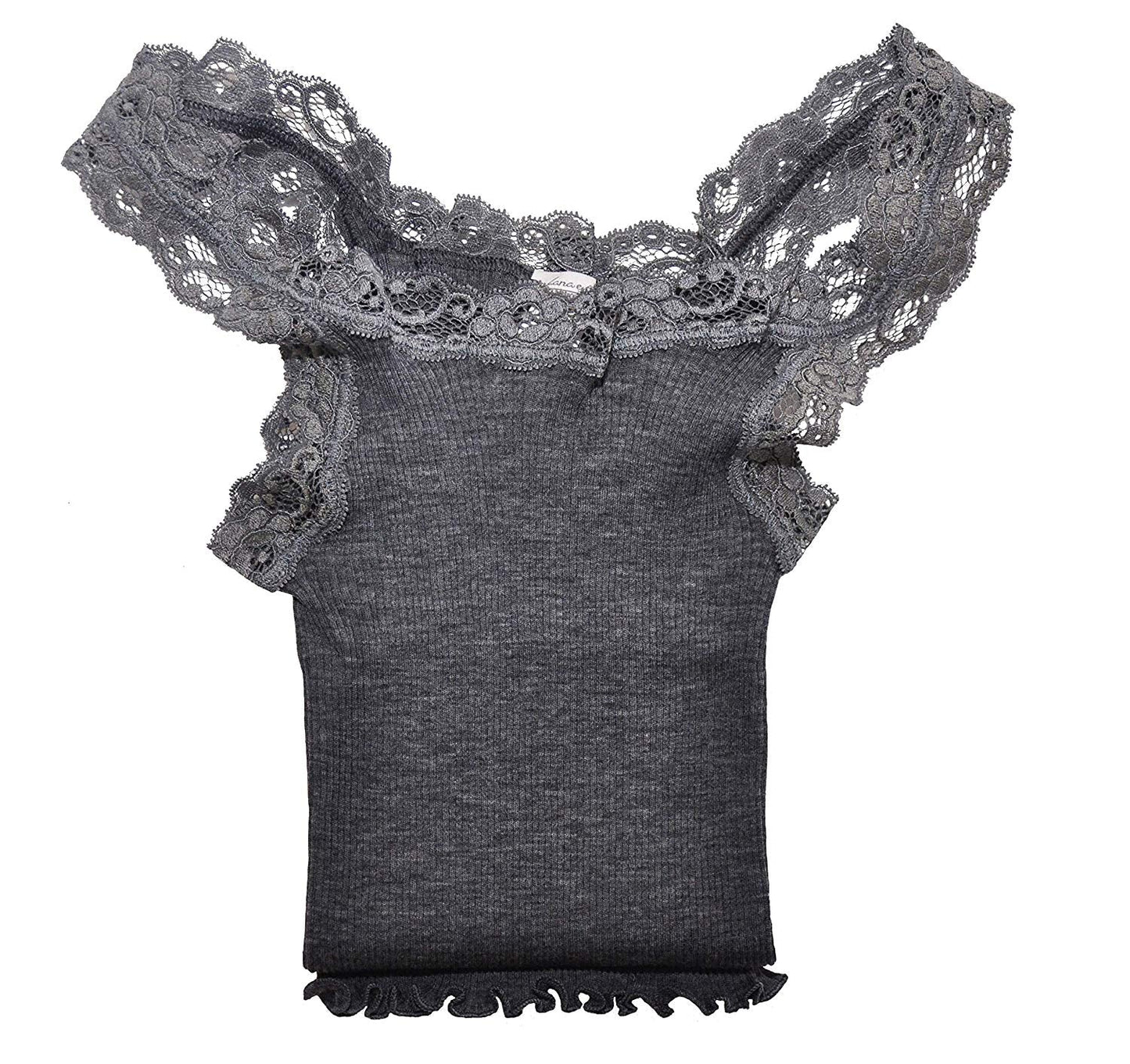 EGi Luxury Wool Silk Lace Trim Tank Top. Proudly Made in Italy (1491)