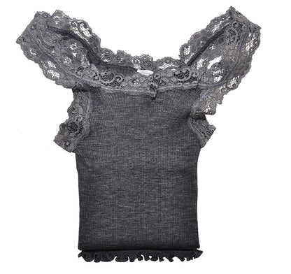 EGi Luxury Wool Silk Lace Trim Tank Top. Proudly Made in Italy (1491)