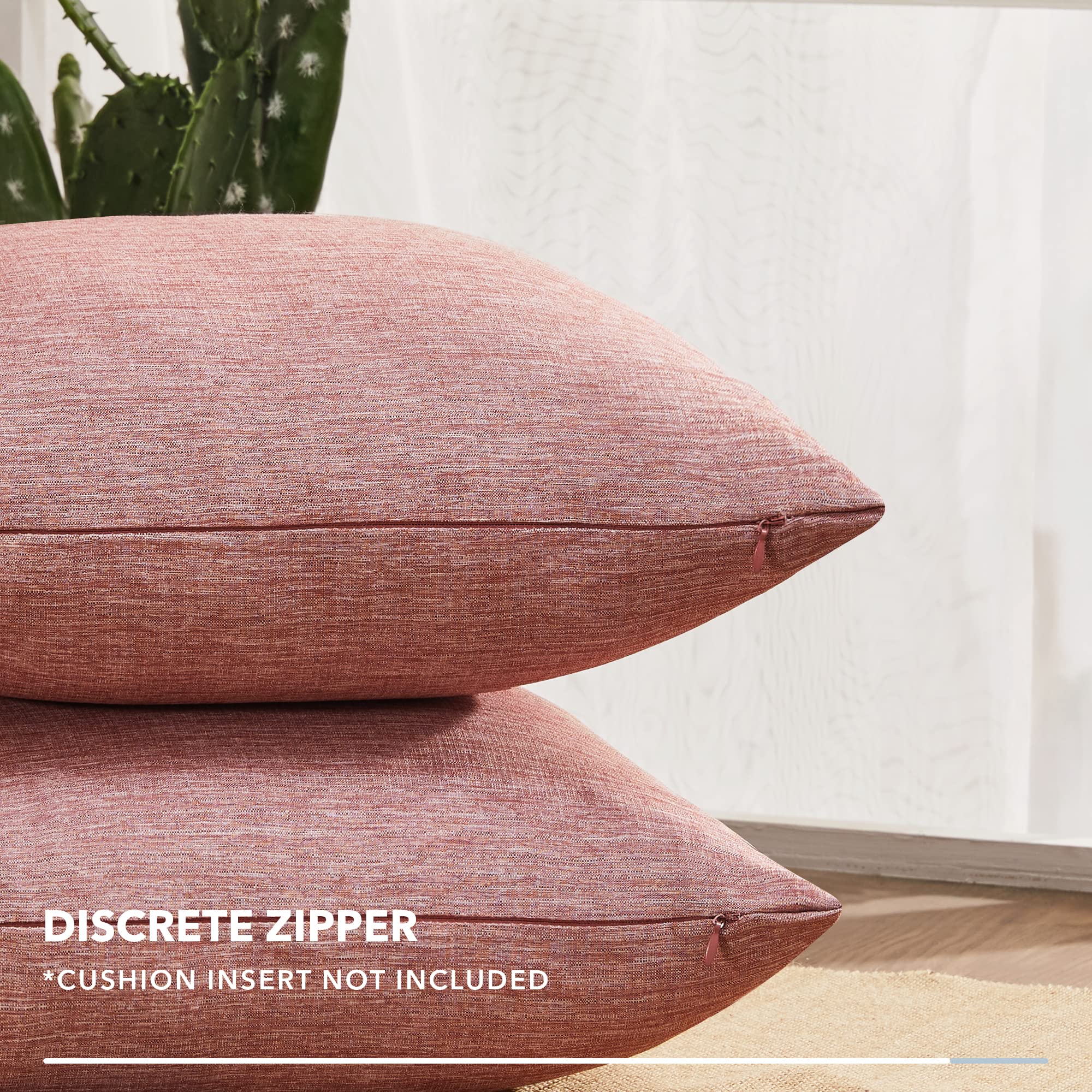 Decorative Linen Throw Pillow Covers, 18x18 Inch, 4 PCS