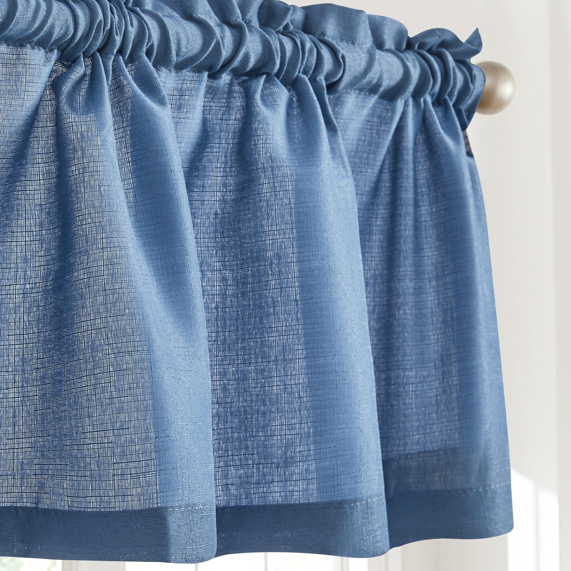 Linen Look Thermal Privacy Cafe Curtains, 2 Panels