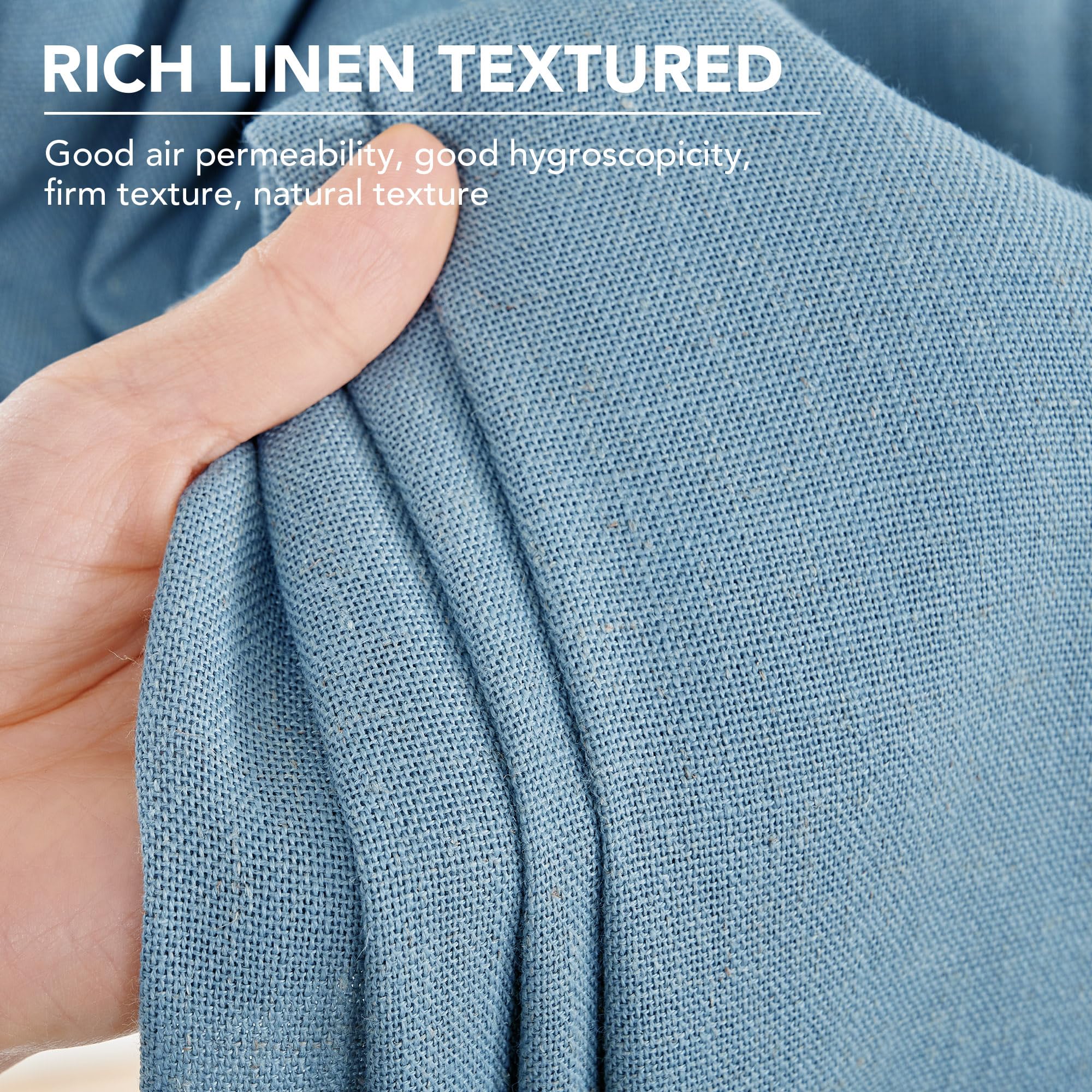 Linen Look Boho Semi-Sheer Curtains, 52x63 Inch, 2 Panels