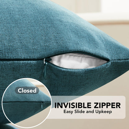 Faux Linen Pillow Covers, 16x16 Inch, Creamy White, 2PCS